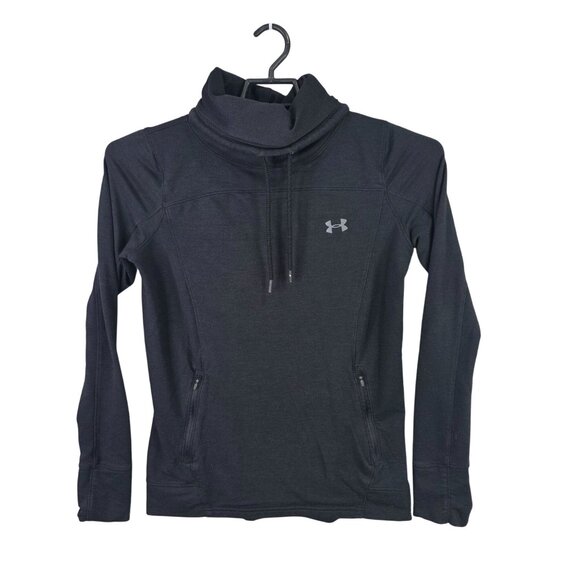 Womens Under Armour Loose Fit Black Pullover Sweatshirt Cowlneck Drawstring M - Picture 1 of 8